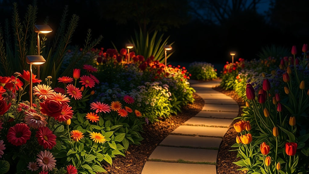 Illuminate Your Flower Beds with Soft Solar Lighting for a Vibrant Night Garden