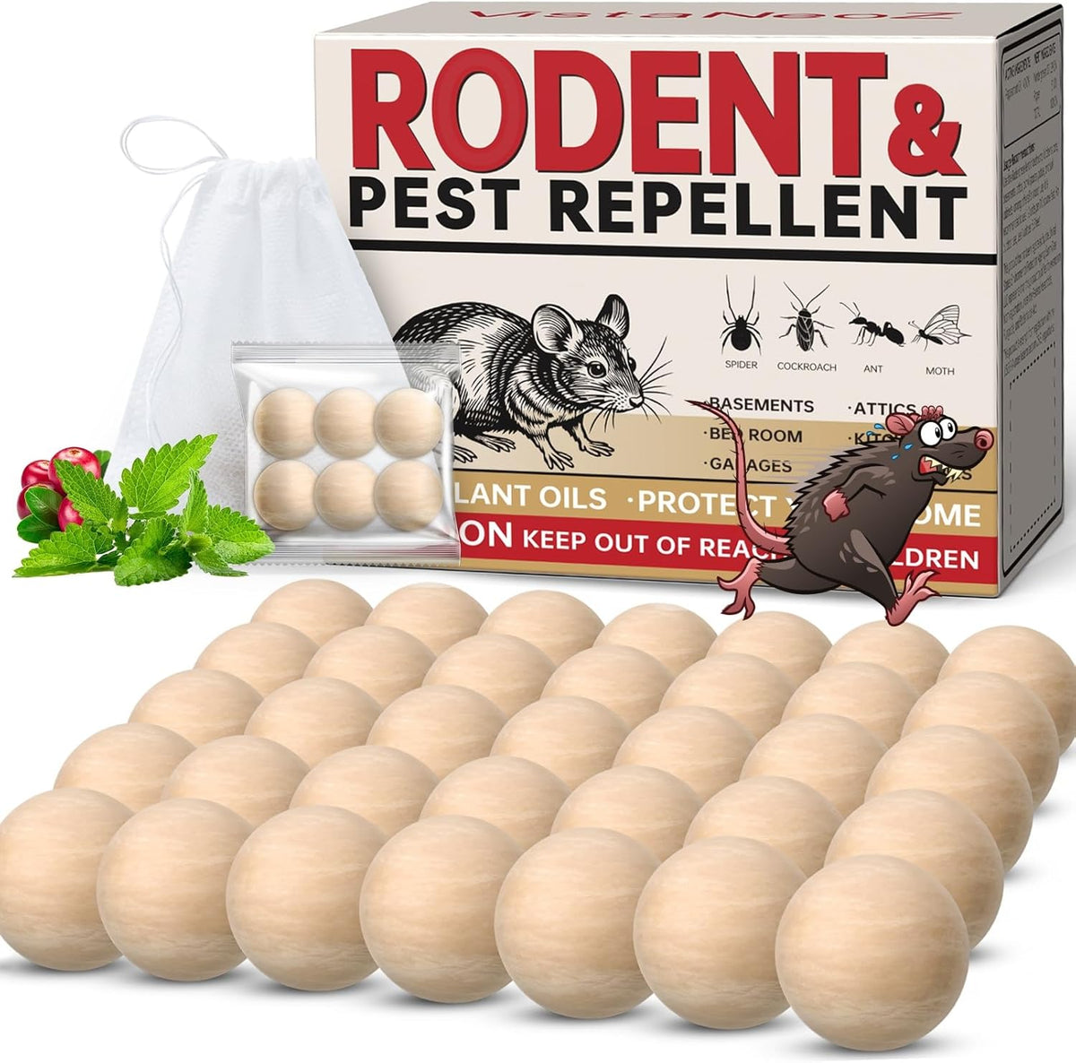 Rodent Repellent Indoor 36 Balls – Natural Peppermint Mouse Repellent, Mice Repellent Deterrent for
