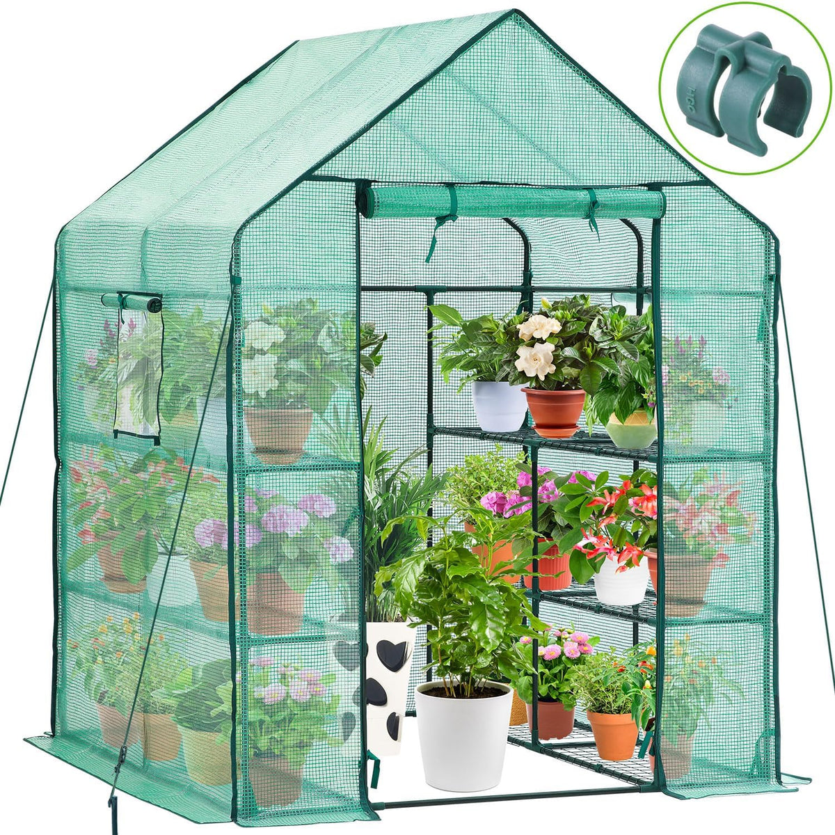 Walk-In Greenhouse for Outdoors, 57" x 57" x 76.8" Heavy Duty Plant Greenhouse with 12 Shelves