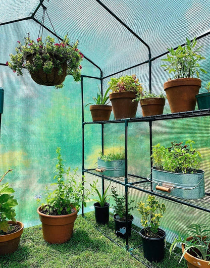 Walk-In Greenhouse for Outdoors, 57" x 57" x 76.8" Heavy Duty Plant Greenhouse with 12 Shelves