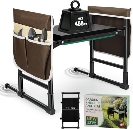 Heavy Duty Garden Kneeler and Seat for Seniors – Anti-Tip Folding Gardening Stool with Thick EVA