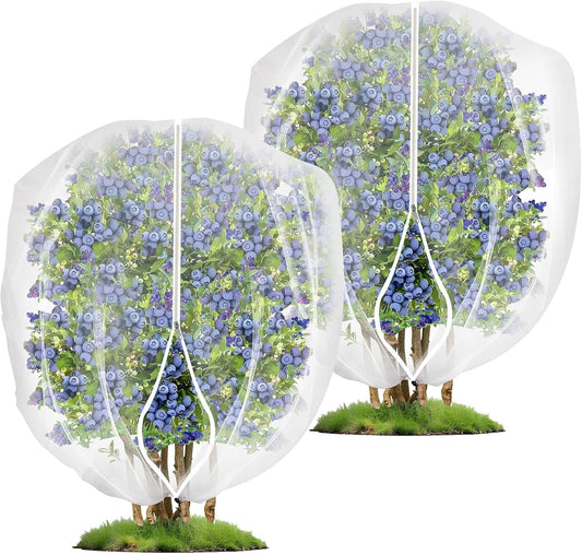 2 Pack Fruit Tree Netting Covers with Zipper & Drawstring – Ultra Fine Mesh Plant Protection Bags