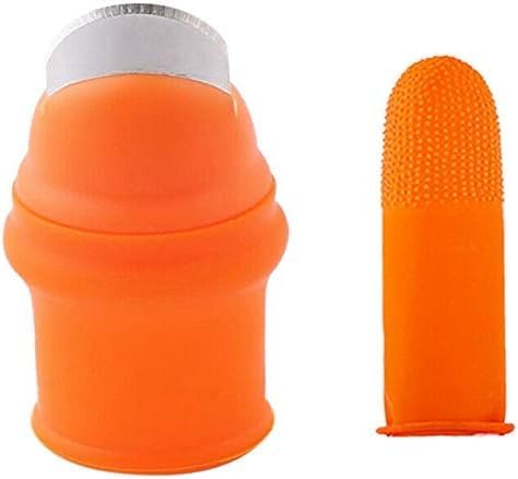1Set Orange Gardening Silicone Thumb Knife with Finger Cots Thumb Knife Picker for Fruits
