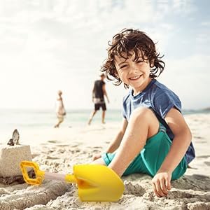 Kids Sand Shovels 16" Long Kids Beach Spade Durable Wood Handle ABS Plastic Spade Garden Tool Set
