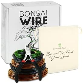 Leaves and Soul Complete Bonsai Set - Small Blue Rectangle Bonsai Pot | 160ft of Bonsai Hobby Wire