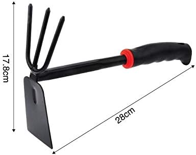 Yima Gardening Hand Tool Metal Head Hoe with 3 Teeth Rake Carbon Steel Blade Heavy Duty for