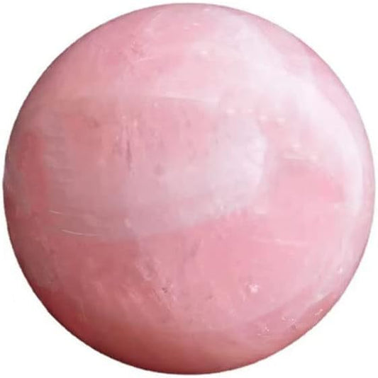StoneStory Rose Quartz Crystal Sphere Ball with Wood Stand Large Healing Crystals Sphere Sculpture
