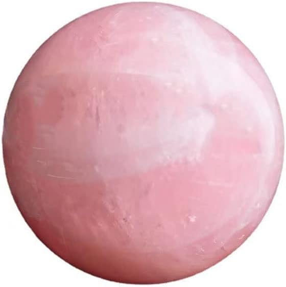 StoneStory Rose Quartz Crystal Sphere Ball with Wood Stand Large Healing Crystals Sphere Sculpture