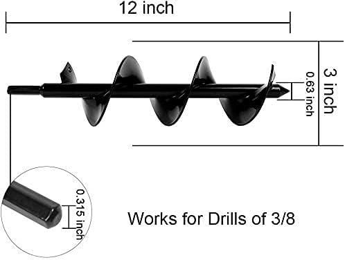 ERYTLLY Bulb Planter, Auger Spiral, Garden Planter Tool 3 x 12 inch,Rapid Umbrella Hole Digger for