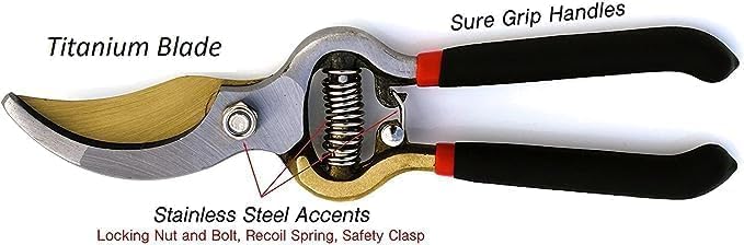 GARDEN GURU Indestructible Titanium Garden Clippers - Professional Bypass Hand Pruner Pruning Shear
