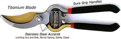 GARDEN GURU Indestructible Titanium Garden Clippers - Professional Bypass Hand Pruner Pruning Shear