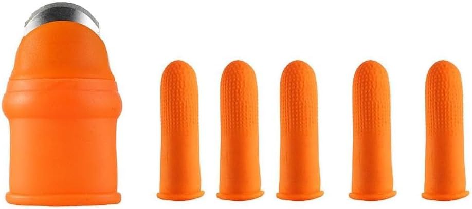 Orange Silicone Thumb Cutter Set, Separator Finger Plant Fruit Picking Tool,Fruit and Vegetable