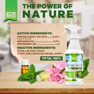 Eco Defense Biobased Pest Control Spray - Ant, Roach, Spider, Bug Killer and Repellent - Natural