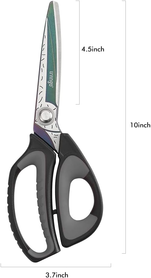 LIVINGO Heavy Duty Industrial Scissors: 10" Utility Stainless Steel Sharp Scissors all Purpose