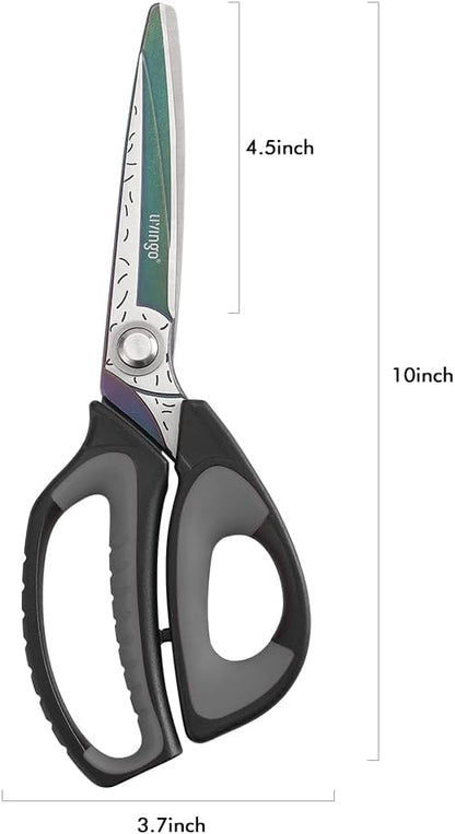 LIVINGO Heavy Duty Industrial Scissors: 10" Utility Stainless Steel Sharp Scissors all Purpose