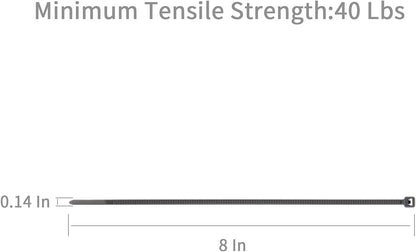 XINGO 8 Inch Silver Cable Zip Ties (500 Pack), 40 Lbs Tensile Strength-Heavy Duty, Self-Locking