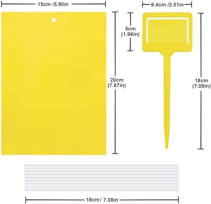 Gideal 50-Pack Dual-Sided Yellow Sticky Traps for Flying Plant Insect Fungus Gnats Whiteflies