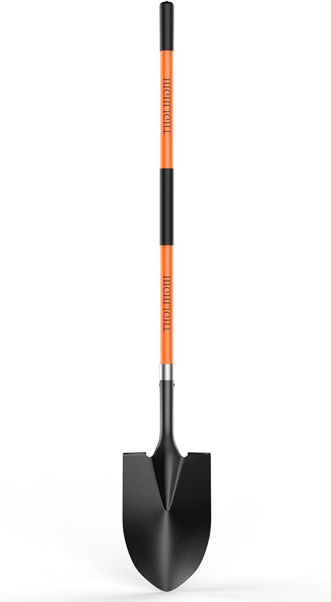 HIGHLIGHT Spade, Heavy Duty Gardening Shovel, Garden Shovel 56 inch for Digging, Round Shovel with