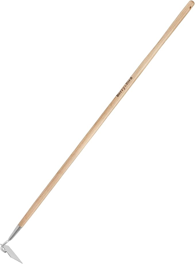 Berry&Bird Flat Edge Garden Hoe, 58'' Hoes Garden Tool with Long Wood Handle, Stainless Steel