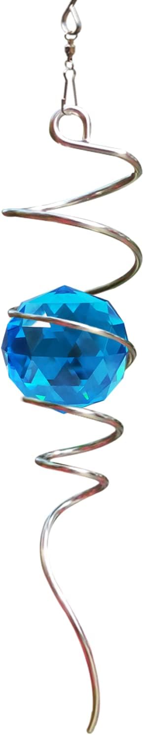 Fonmy Gazing Ball Spiral Tail -Decorative Wind Spinner Sun Catcher Rainbow Maker 11 inch Tail and 2