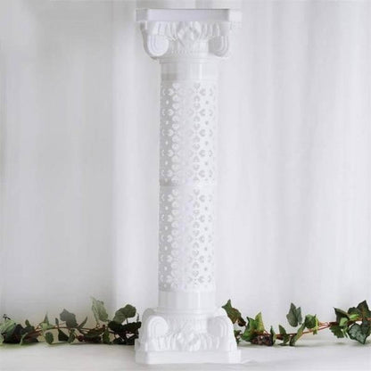 Efavormart 4 Pack 41" Tall White PVC Height Adjustable Artistic Roman Wedding Inspired Pedestal