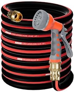 Kink Free Garden Hose 5/8 in x75ft Flexible Rubber Water Hose Male/Female3/4inch100% Solid Brass