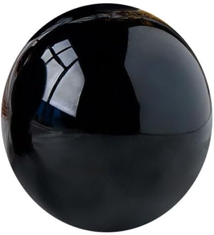 Obsidian Crystal Sphere Ball with Wood Stand Large Healing Crystals Sphere Sculpture Home Office