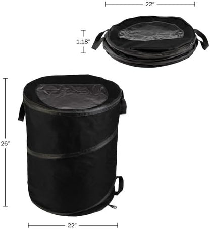 Wakeman Collapsible Trash Can - 46-Gallon Garbage Can Outdoor Bin with 3 Stakes for RV, Camping
