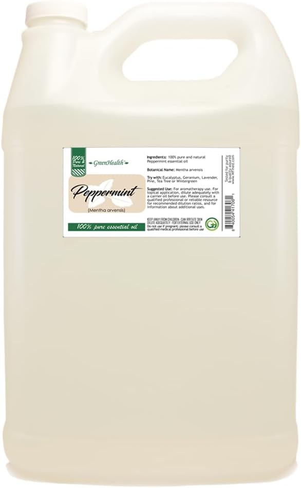 GreenHealth Japanese Peppermint Essential Oil - 128 fl oz (1 Gallon) - 100% Pure & Natural Mentha