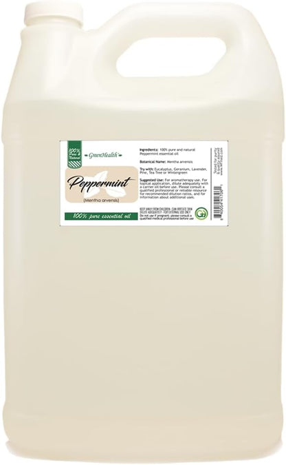 GreenHealth Japanese Peppermint Essential Oil - 128 fl oz (1 Gallon) - 100% Pure & Natural Mentha