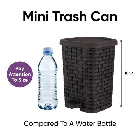 Superio Mini Trash Can with Foot Pedal Small Outdoor Garbage Can with Lid, 1.5 Gallon Plastic Waste
