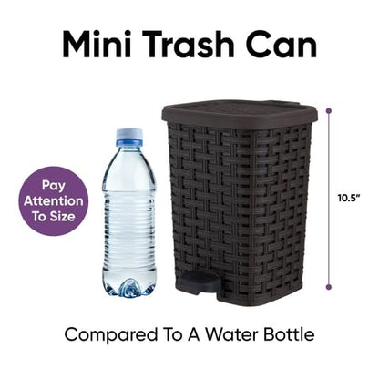 Superio Mini Trash Can with Foot Pedal Small Outdoor Garbage Can with Lid, 1.5 Gallon Plastic Waste
