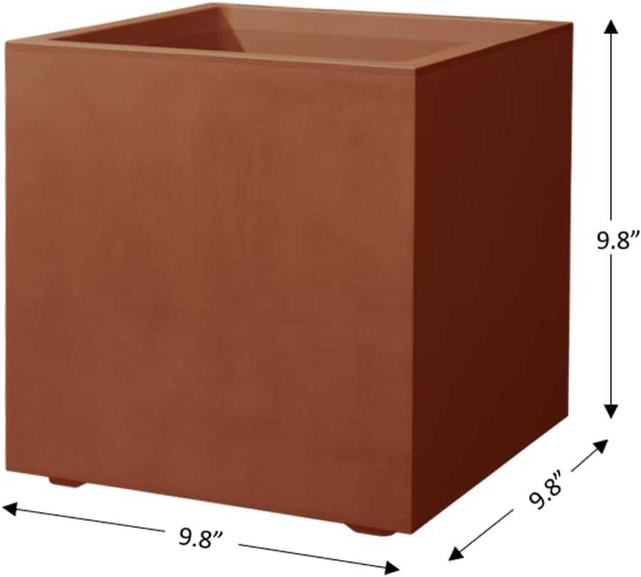Deroma Millennium 10” Cube Planter | Light & Durable Plastic | Indoor or Outdoor Square Pot for