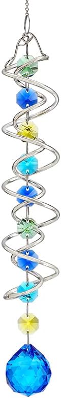 H&D HYALINE & DORA 20.5inch Gazing Ball Spiral Tail,Decorative Wind Spinner Sun Catcher,Rainbow