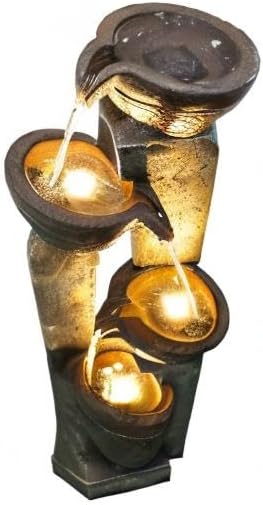 40''H 4-Tier Outdoor Garden Water Fountain Decor, Resin Fountain for Garden, Floor Patio, Deck