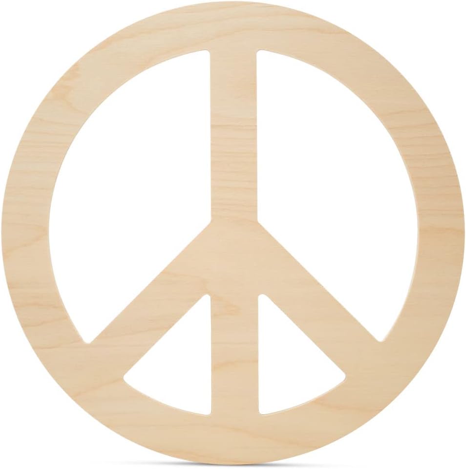 Peace Wood Cutouts 12 x 12-inch, Pack of 1 Unfinished Wood Crafts Blank, Wooden Letter Sign for