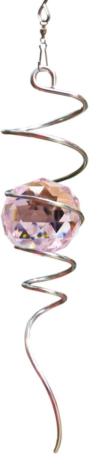 FONMY Gazing Ball Spiral Tail -Decorative Wind Spinner Sun Catcher Rainbow Maker 11 inch Tail and 2