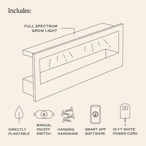Modern Sprout Smart Landscape Growframe Wall Mounted Planter with LED Grow Light -Emerald