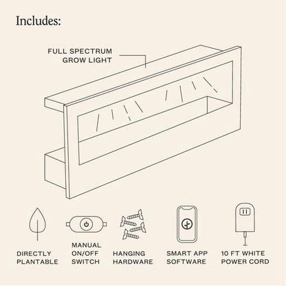 Modern Sprout Smart Landscape Growframe Wall Mounted Planter with LED Grow Light -Emerald
