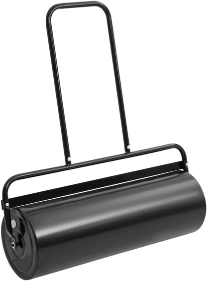 Garden Lawn Roller with Handle for Lawn Garden Yard, Grass Aerator, Yard Roller Black 16.6 gal Iron