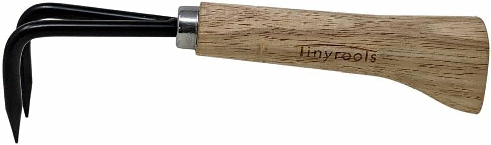Two Prong Bonsai Root Pick Rake Hardened Carbon Steel Ergonomic Wooden Handle Japanese Import