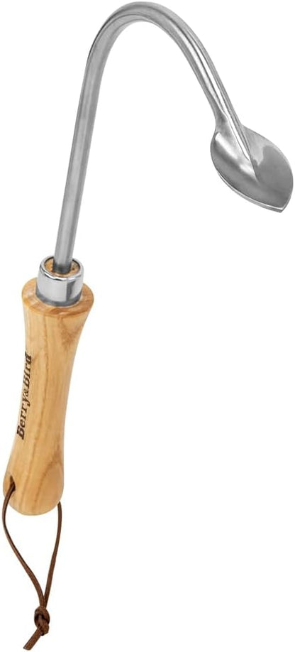 Berry&Bird Weed Puller, Crack Weeder Cultivator Garden Hand Tool, Durable Curved Head Hook & Wooden