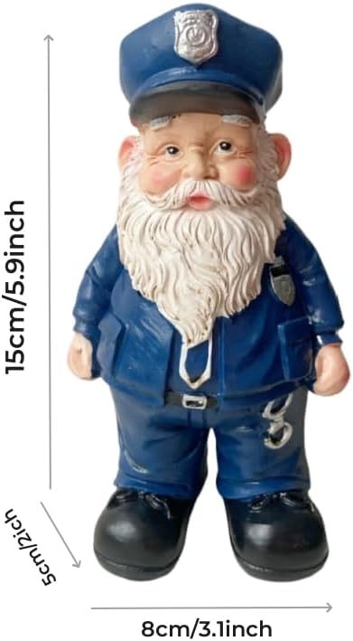 molchagar Police Garden Gnome Statue,United States Police Officer Gnome Figurine Gift for Home