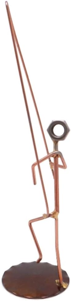 Hooked Pants Fisherman Collectible Handmade Metal Art Figurine, Desk Accessories, Trophy, Boss