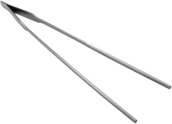 LGEGE 2pcs Long Handle Stainless Steel Straight and Curved Tweezers Nippers for Garden, Kitchen