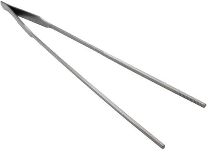 LGEGE 2pcs Long Handle Stainless Steel Straight and Curved Tweezers Nippers for Garden, Kitchen