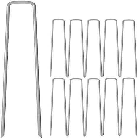 MySit 12" Garden Stakes Pins Landscape Staples 11Ga Tent Stakes 100 Pack, Heavy Duty Galvanized