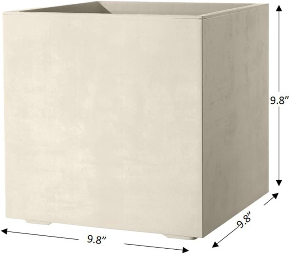 Deroma Millennium 10” Cube Planter | Light & Durable Plastic | Indoor or Outdoor Square Pot for