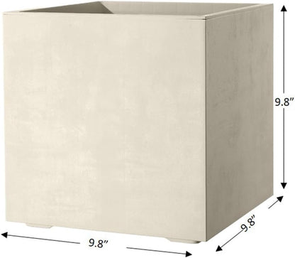 Deroma Millennium 10” Cube Planter | Light & Durable Plastic | Indoor or Outdoor Square Pot for