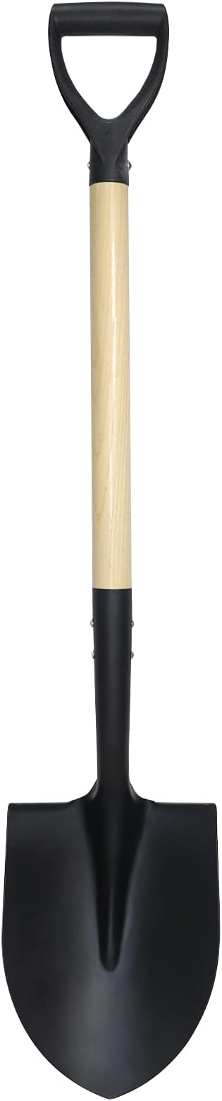 Shovel for Digging,Round Shovel, Garden Tool with D-Handle, 41 Inches in Overall Length, Wooden